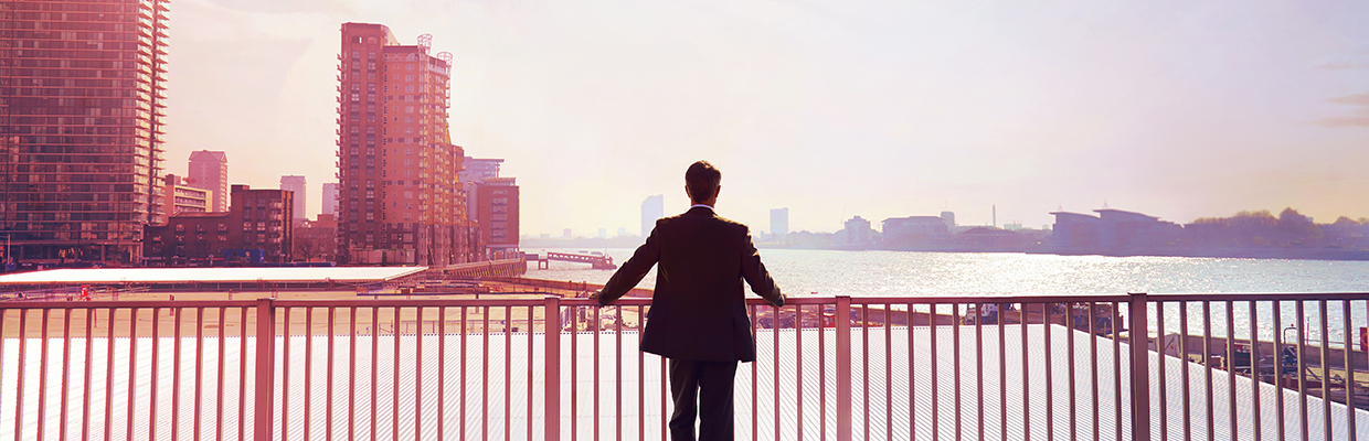 Businessman at city beach