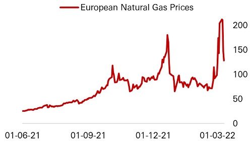 European natural gas prices remain elevated and volatile