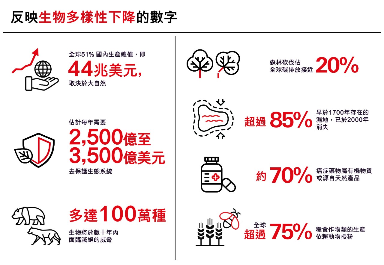 反映生物多樣性下降的數字